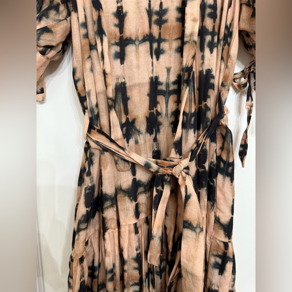 Ulla Johnson beige 'Selena' dress with tie waist in palm tie dye medium - Picture 14 of 14